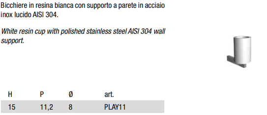 Antonio Lupi Play11 Portaspazzolini a muro in resina bianco, dettaglio ravvicinato del materiale e dell'aggancio...