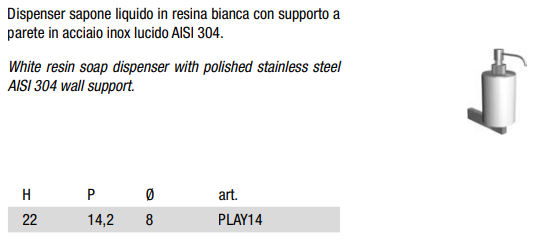 Antonio Lupi Play14 Dispenser in Resina Bianca e Inox Lucido Bianco, dettaglio ravvicinato del materiale e dell'aggancio...
