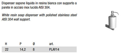 Antonio Lupi Play14 Dispenser in Resina Bianca Con Supporto Inox Lucido