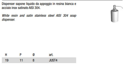 Antonio Lupi Just4 Dispenser Da Appoggio 19 cm Resina Bianca