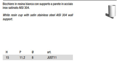 Antonio Lupi Just11 Bicchiere in Resina Bianca Con Supporto Inox