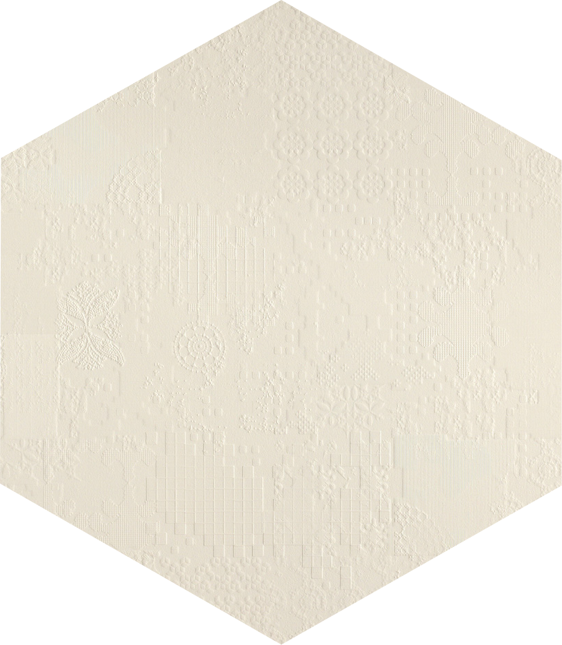 Mutina Dechiner Decor Piastrella Esagonale Rettificato in gres porcellanato e spazzolato, superficie e texture...