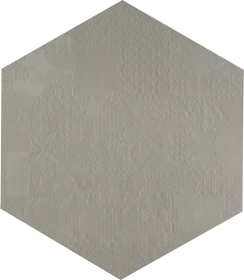 Mutina Dechiner Decor Piastrella Esagonale Rettificato in gres porcellanato e spazzolato, superficie e texture...