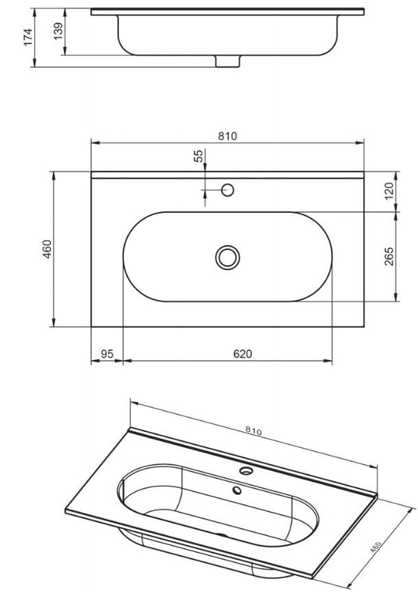Mobile bagno noce 80x45 Mango due cassetti soft close effetto legno con lavabo in ceramica lucida