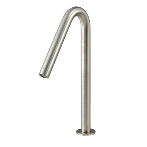 Treemme 22mm bocca lavabo da appoggio inox satinato Acciaio, vista frontale su sfondo bianco - Rubinetterie Treemme