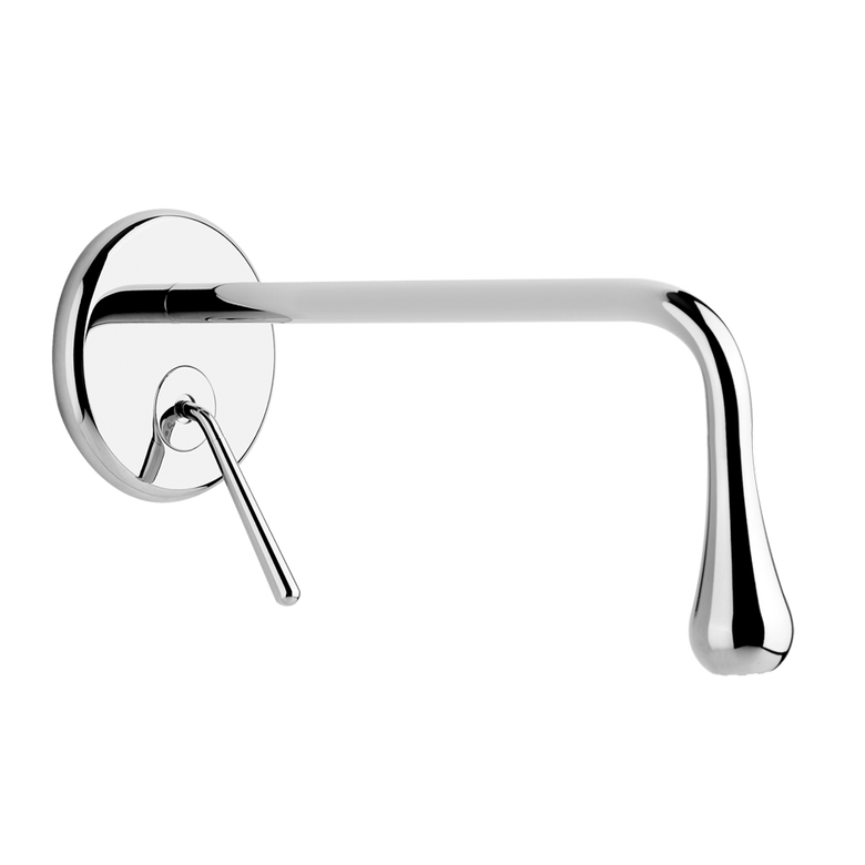 Gessi Goccia Parte esterna miscelatore lavabo a parete, vista frontale su sfondo bianco