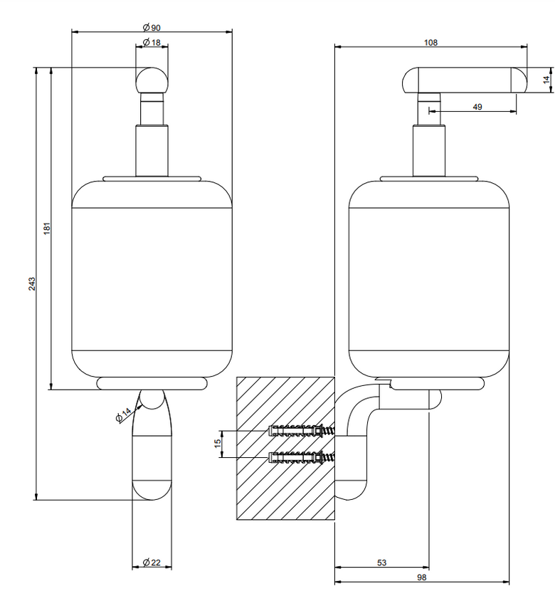 Dispenser portasapone a Muro in Gres Nero cromo Goccia Gessi Nerocromo, dettaglio ravvicinato del materiale e dell'aggancio