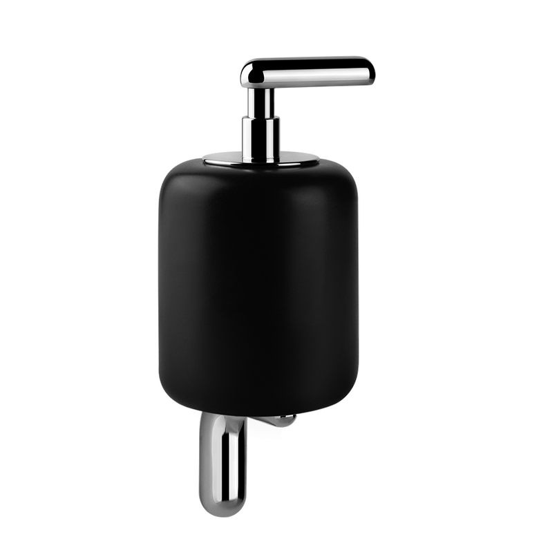 Dispenser portasapone a Muro in Gres Nero cromo Goccia Gessi Nerocromo montato a parete, vista del design e della finitura