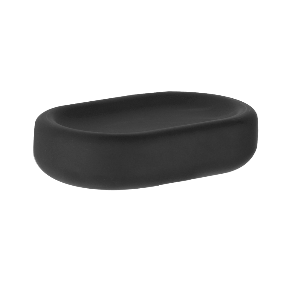 Porta sapone da appoggio in Gres Nero cromo Goccia Gessi Nerocromo montato a parete, vista del design e della finitura