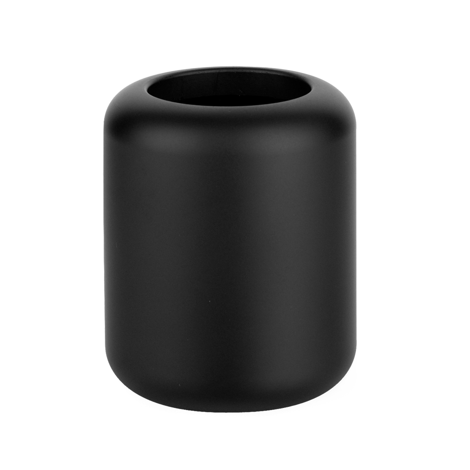 Bicchiere portaspazzolini da appoggio in Gres Nero cromo Nerocromo montato a parete, vista del design e della finitura