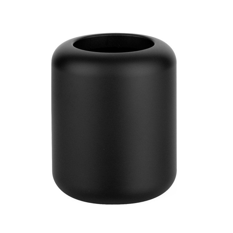 Bicchiere portaspazzolini da appoggio in Gres Nero cromo Nerocromo montato a parete, vista del design e della finitura