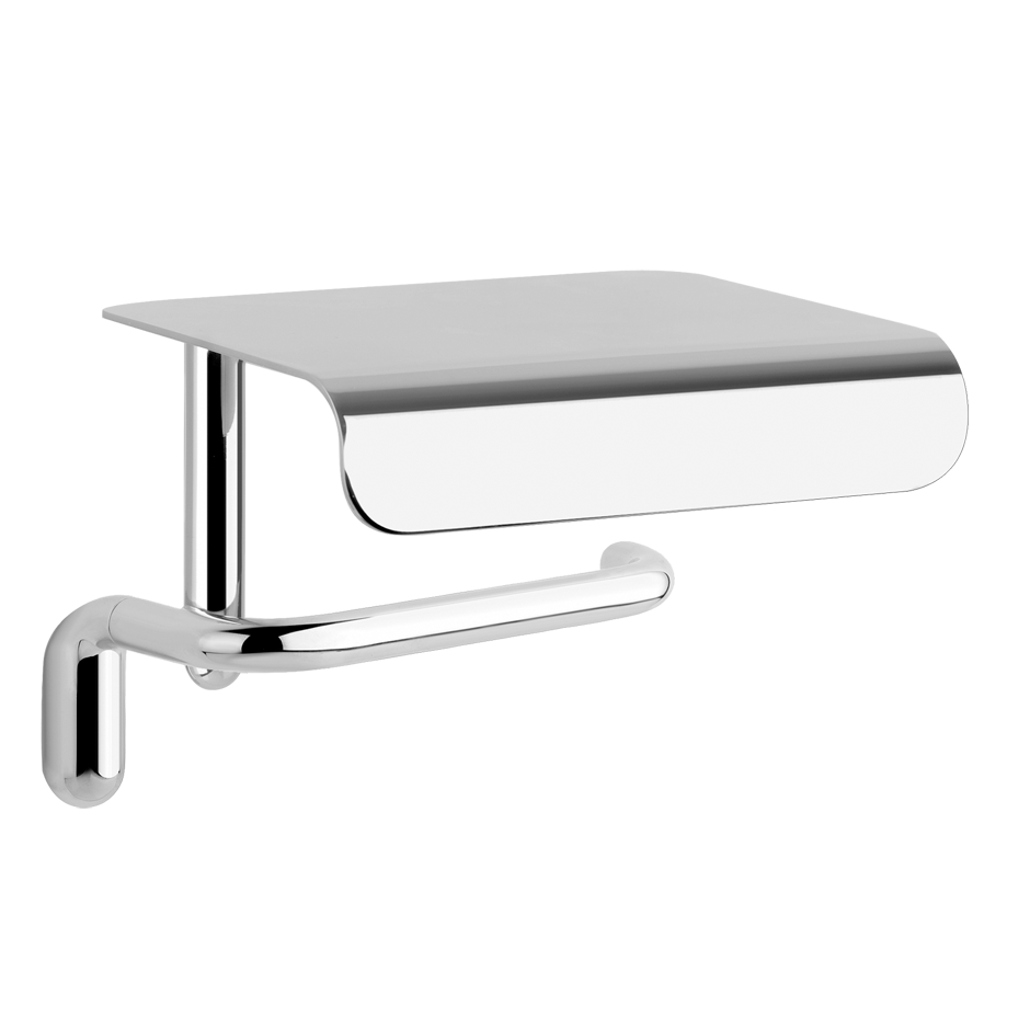 Porta Rotolo a Muro Con Coperchio Cromo Goccia Gessi montato a parete, vista del design e della finitura