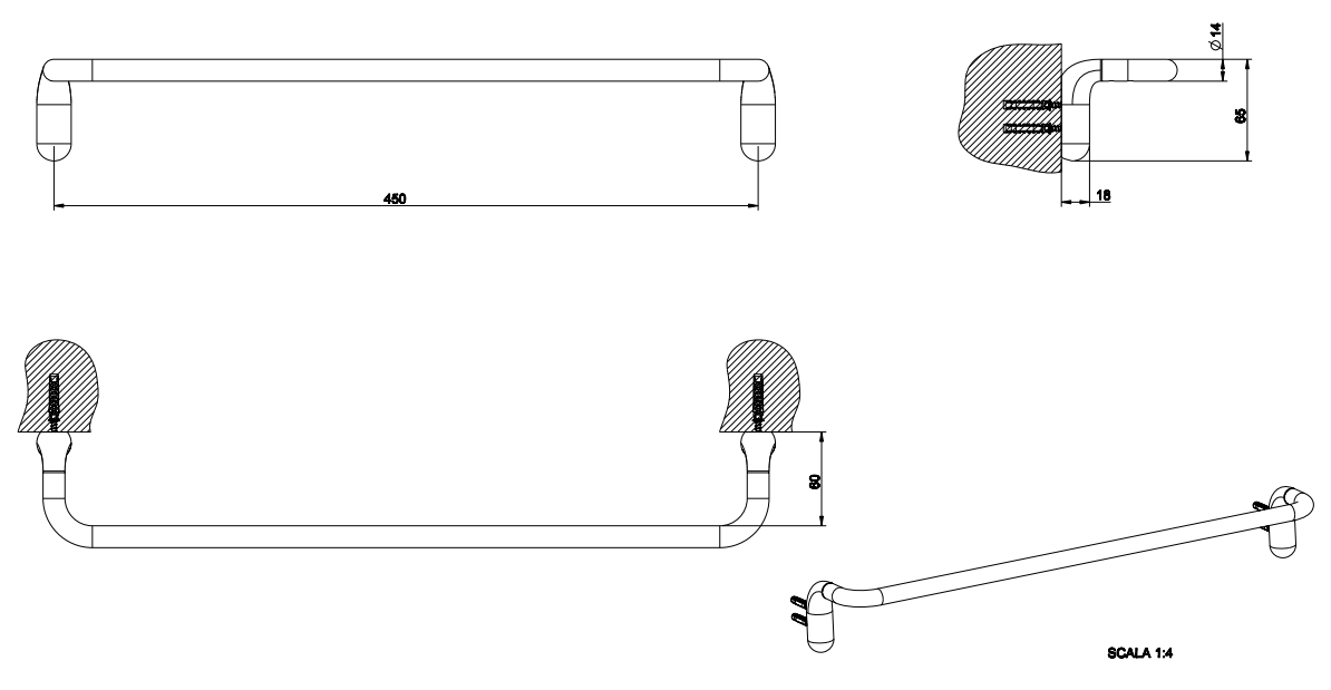 Porta Salviette 45 Cm Cromo Goccia Gessi, dettaglio ravvicinato del materiale e dell'aggancio