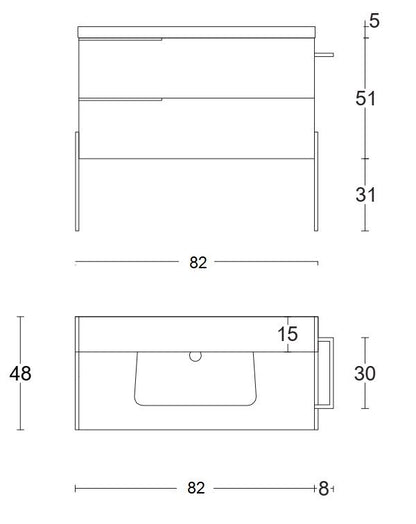 Mobile bagno bianco lucido 80x45 Venezia a pavimento con lavabo e portasciugamani
