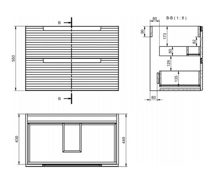 Mobile bagno bianco opaco 80x45 Mango due cassetti soft close con lavabo tondo da appoggio in ceramica lucida
