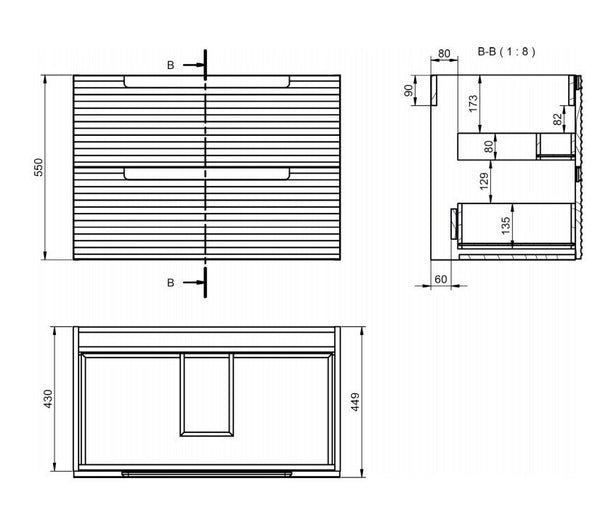 Mobile bagno bianco opaco 80x45 Mango due cassetti soft close con lavabo tondo da appoggio in ceramica lucida