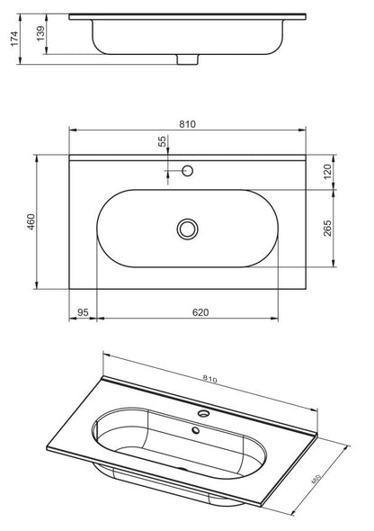 Mobile bagno 80x45 bianco opaco Praga soft close con lavabo in ceramica