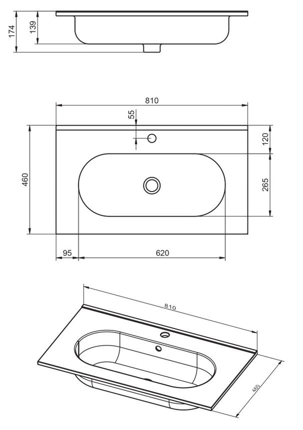 Mobile bagno 80x45 bianco opaco Praga soft close con lavabo in ceramica