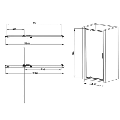 Box doccia 80x70 Rio a pivot vetro 6 mm trasparente H 195 cromo