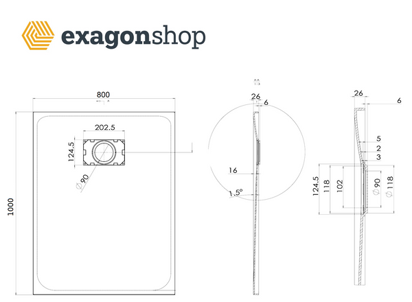 Piatto doccia 80x100 in smc effetto pietra ardesia bianco Quarzo