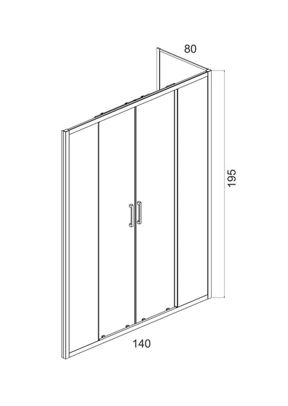 Box doccia 80x140 Marsiglia doppio scorrevole reversibile trasparente H 195 cromo