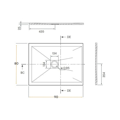Piatto Doccia 80x90 Desio effetto pietra in Mineralmarmo Bianco