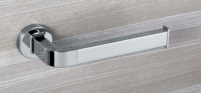 Colombo Nordic Porta Rotolo wc Reversibile in cromall Cromo, dettaglio ravvicinato del materiale e dell'aggancio...