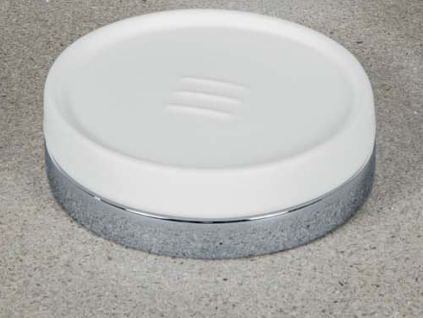 Colombo Nordic Porta Sapone da Appoggio in Ceramica Bianco Cromo Bianco Opaco, dettaglio ravvicinato del materiale e...