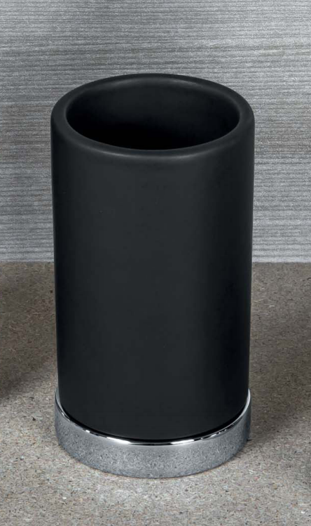 Colombo Nordic portaspazzolini da Appoggio in Ceramica Nero Cromo Nero Opaco, dettaglio ravvicinato del materiale e...
