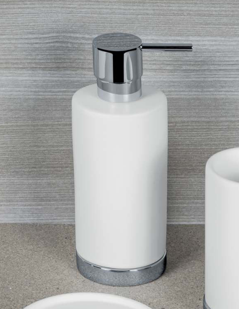 Colombo design Nordic Dispenser sapone liquido da Appoggio Cromo Bianco Opaco, dettaglio ravvicinato del materiale e...