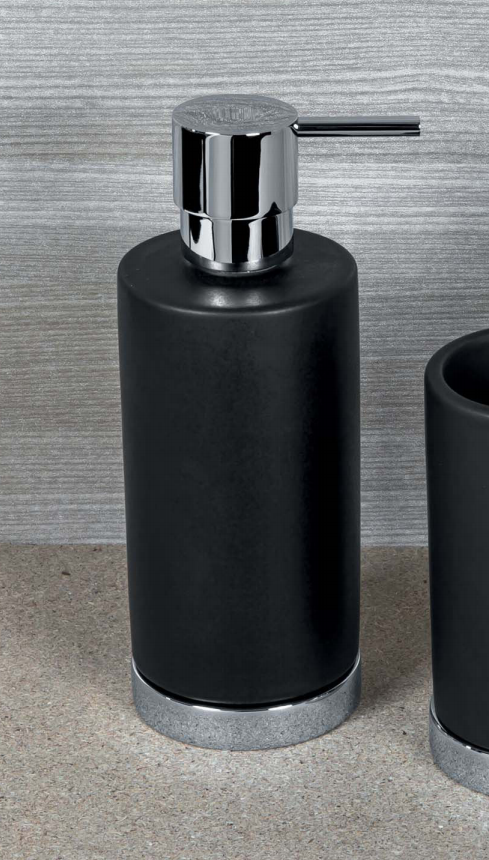 Colombo design Nordic Dispenser sapone liquido da Appoggio Cromo Nero Opaco in ceramica montato a parete, vista del...