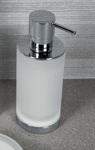 Colombo design Nordic Dispenser sapone liquido da Appoggio in vetro acidato e naturale montato a parete, vista del design...