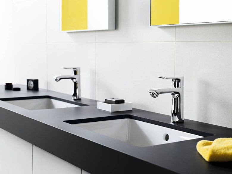 Hansgrohe Metris Miscelatore Monocomando Lavabo 110 Con visto dall'alto con scarico e interno visibili