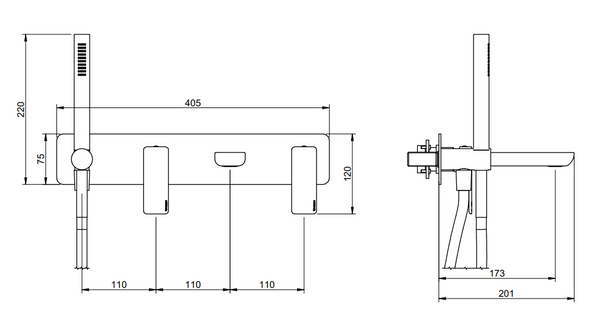 Treemme Hask RWIT6AD7CC01 miscelatore monocomando vasca con bocca e doccetta senza parte incasso cromo