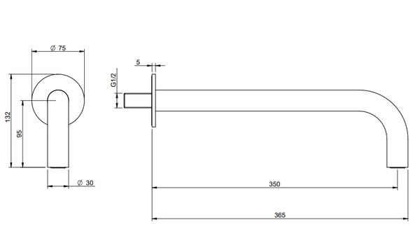 Treemme T30 RWIT5B47CC02 soffione a parete in ottone cromo