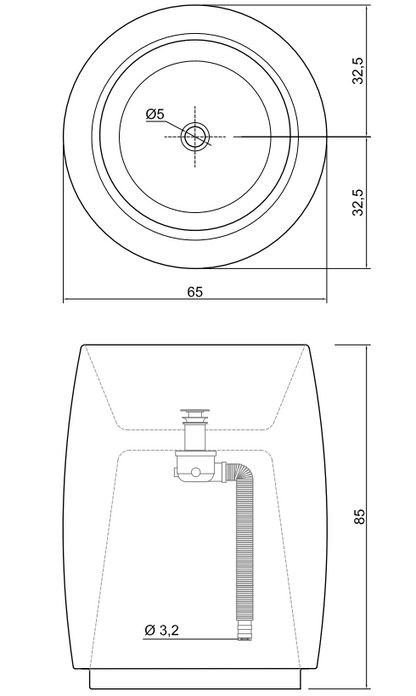 Antonio Lupi Barrel S Lavabo freestanding completo di piletta e sifone In Pietra Sinai