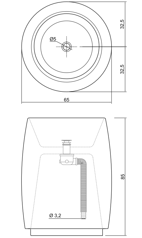 Antonio Lupi Barrel S Lavabo 65 cm freestanding In Pietra, vista laterale del profilo e della forma - Antonio Lupi Design