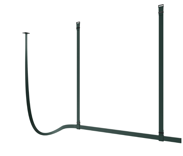 Flos Belt Lampada 200x150 sospesa Pelle Naturale verde in alluminio accesa in ambiente, design e diffusione della luce