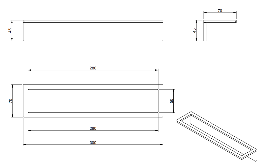 Treemme 5mm portasciugamani 30 cm a muro inox satinato Acciaio, dettaglio ravvicinato del materiale e dell'aggancio...