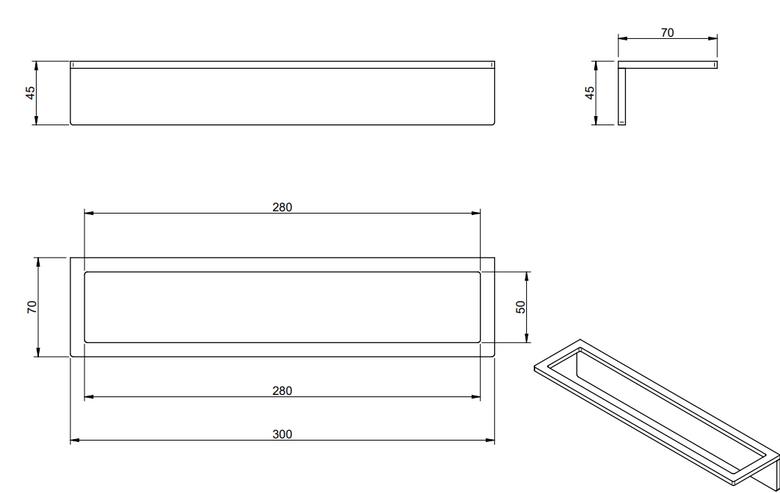 Treemme 5mm portasciugamani 30 cm a muro inox satinato Acciaio, dettaglio ravvicinato del materiale e dell'aggancio...