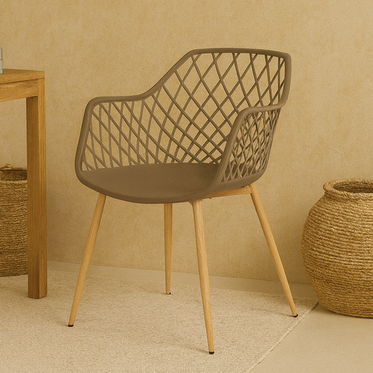 Andrea Bizzotto Optik sedia di design con gambe in acciaio Tortora