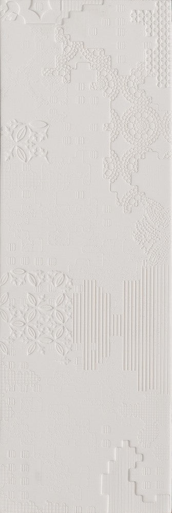 Mutina Bas Relief Piastrella Trafilato Cm 18x54 Patchwork, superficie e texture ravvicinata del gres - Ceramiche Mutina