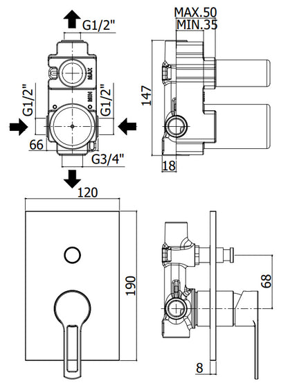 Paffoni Ringo Rin015 Miscelatore doccia ad Incasso Con Piastra in Abs Cromo