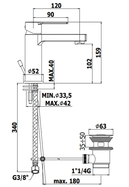 Paffoni Ringo Rin075 Miscelatore lavabo Monocomando con Scarico Automatico Cromo
