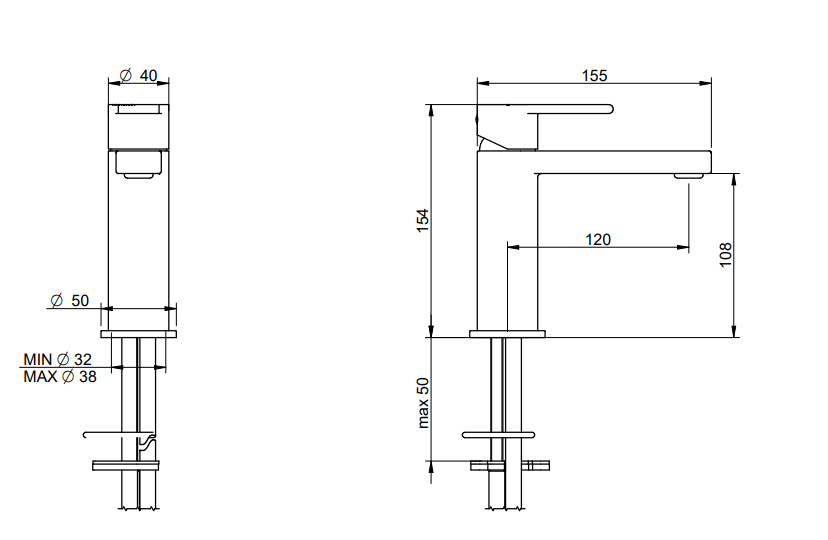 Treemme Xero miscelatore lavabo cromo IT6211CCXEZZ Cromo Lucido visto dall'alto con scarico e interno visibili...