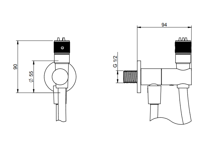 Treemme 22mm idroscopino per wc con doccetta in metallo Acciaio, componenti inclusi smontati: corpo incasso, placca e...