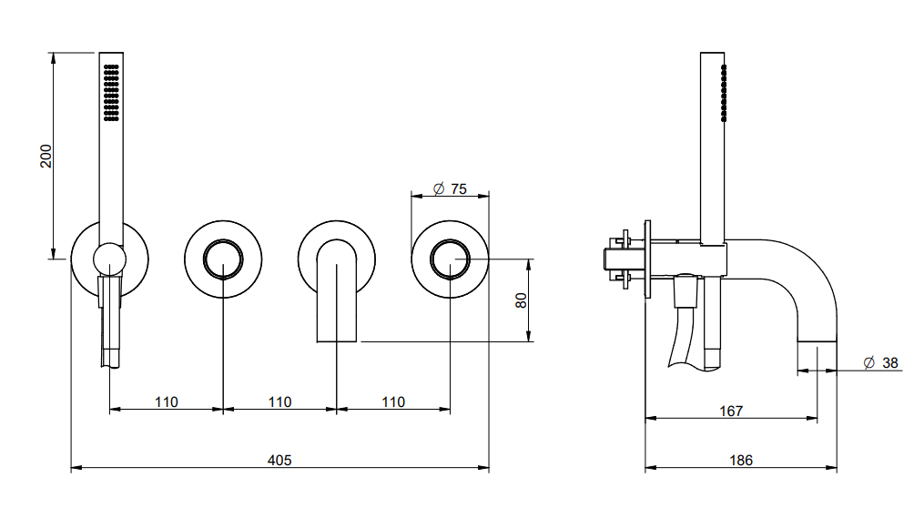 Treemme Watertube RWIT4AD8IS04 miscelatore monocomando Acciaio, vista laterale dello spessore e del bordo - Rubinetterie...