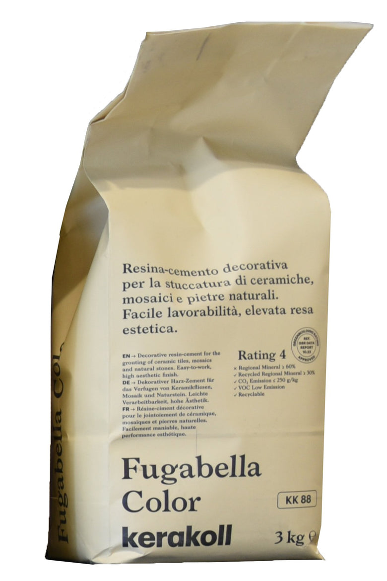 Kerakoll Fugabella KK 88 Resina cemento decorativa per, dettaglio ravvicinato del materiale e dell'aggancio