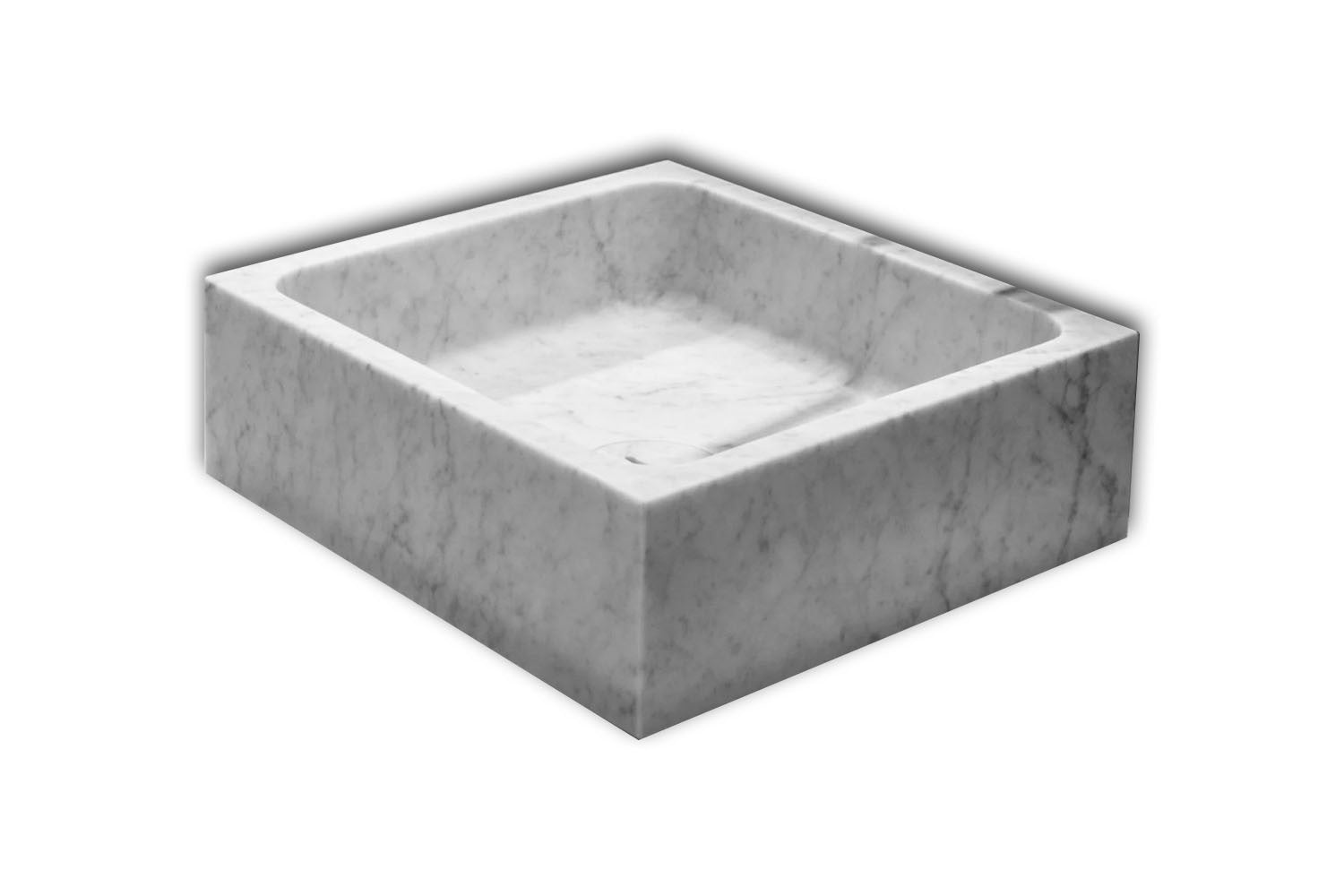 Antonio lupi design blokko 45x45 lavabo marmo carrara Marmo Bianco ambientato su piano bagno con accessori