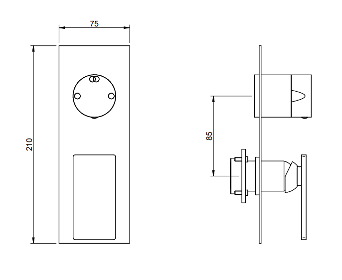 Disegno tecnico con quote di Treemme 5mm rwit28a2is01 miscelatore doccia monocomando a Acciaio - Rubinetterie Treemme